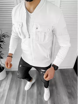 Hanorac barbati slim fit alb K034 85-2